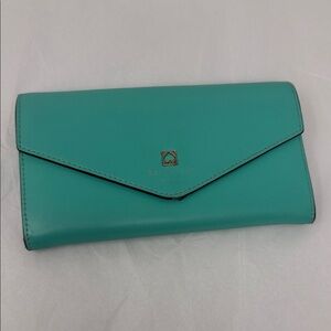 Kate Spade Mint Green Envelope Wallet Leather Palm Beach Resort Coastal Preppy